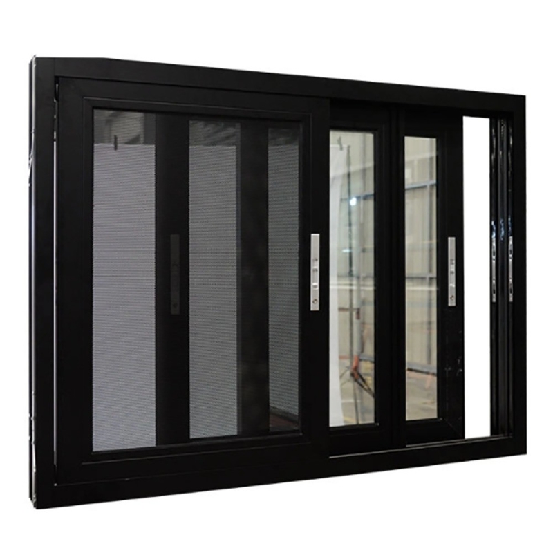 Ventana corredera de doble vidrio templado de aleación de aluminio con espesor de pared de 2,2 mm