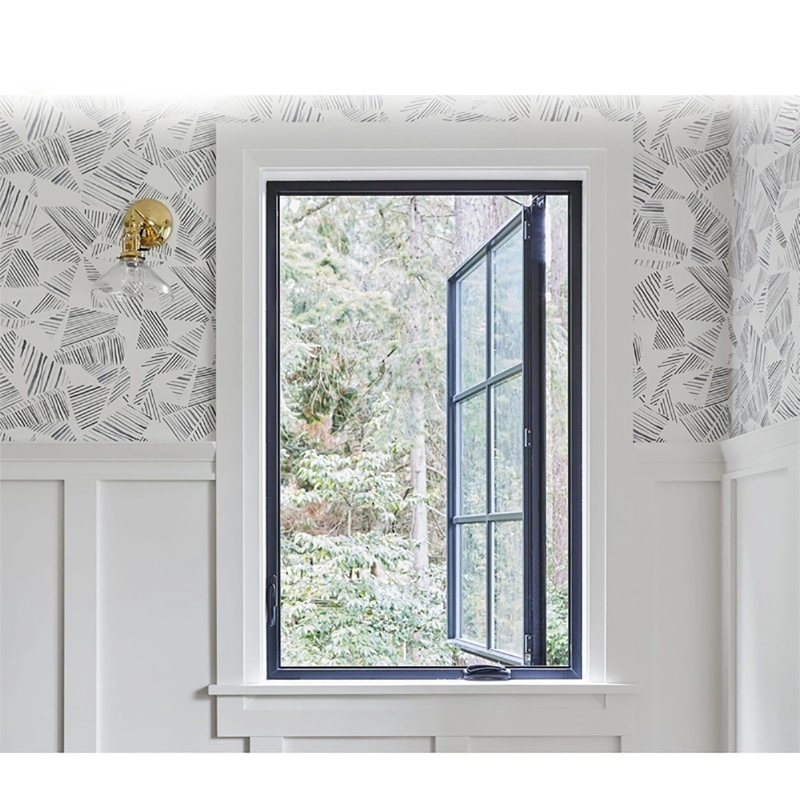 Ventana con diseño de parrilla y vidrio templado sello de 8 vías de aluminio de perfil de puente roto