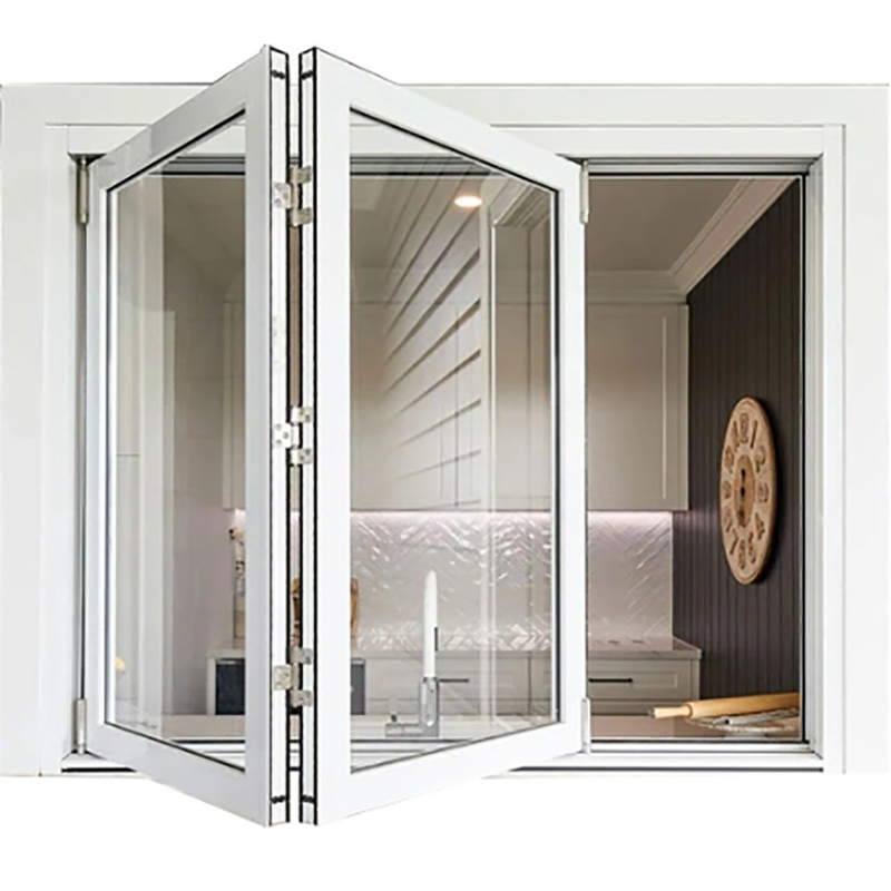 Cortina de lucerna de aluminio doble templado Bi ventana plegable para vivienda taller baño