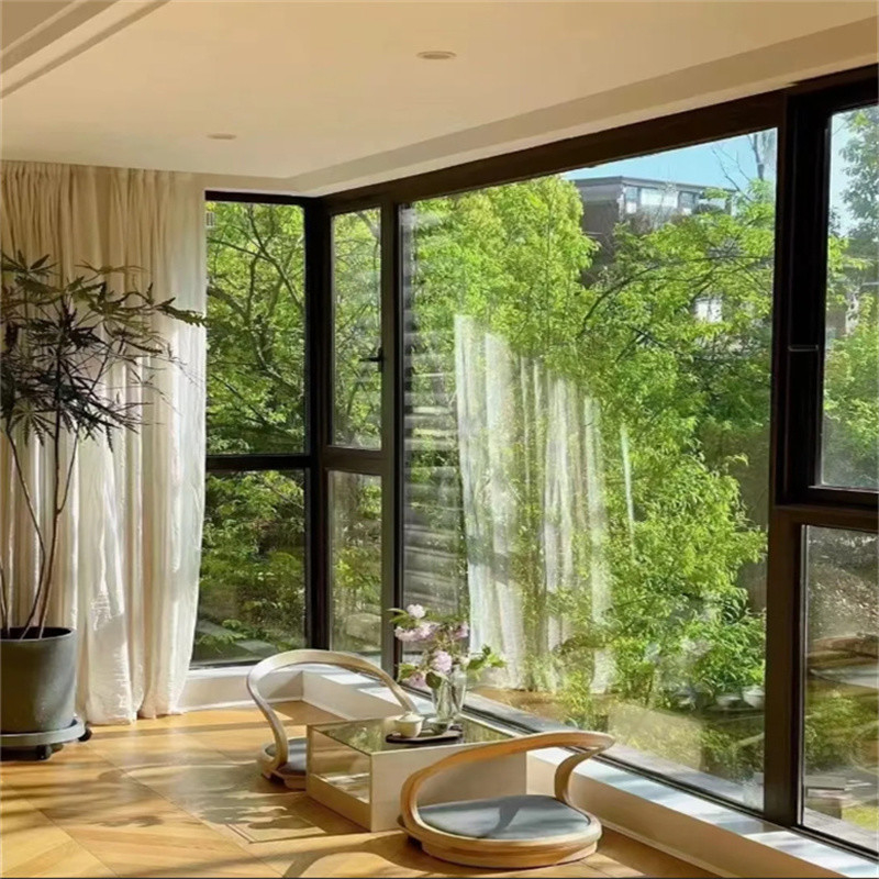 Ventanas de aleación de aluminio resistentes al viento de nivel 9 de eficiencia energética para residencias y negocios