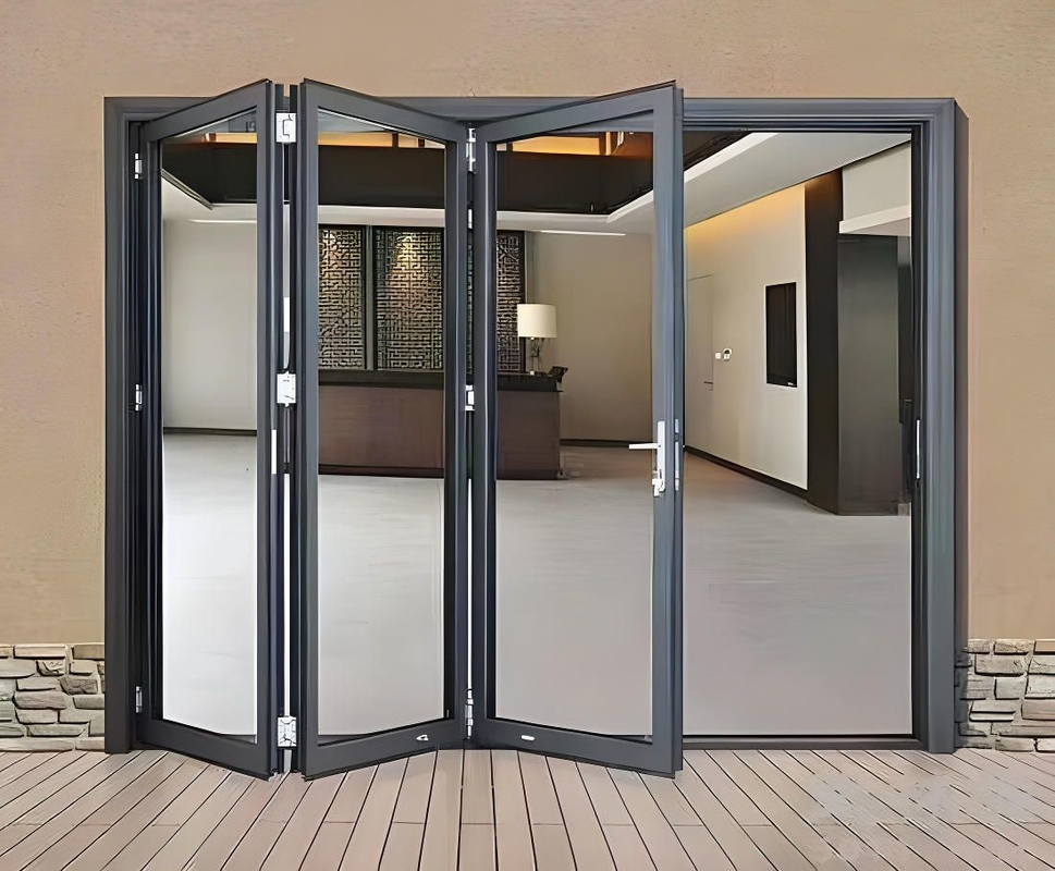 Villa impermeable de aluminio exterior de doble doble puertas con nivel 9 resistencia a la presión del viento