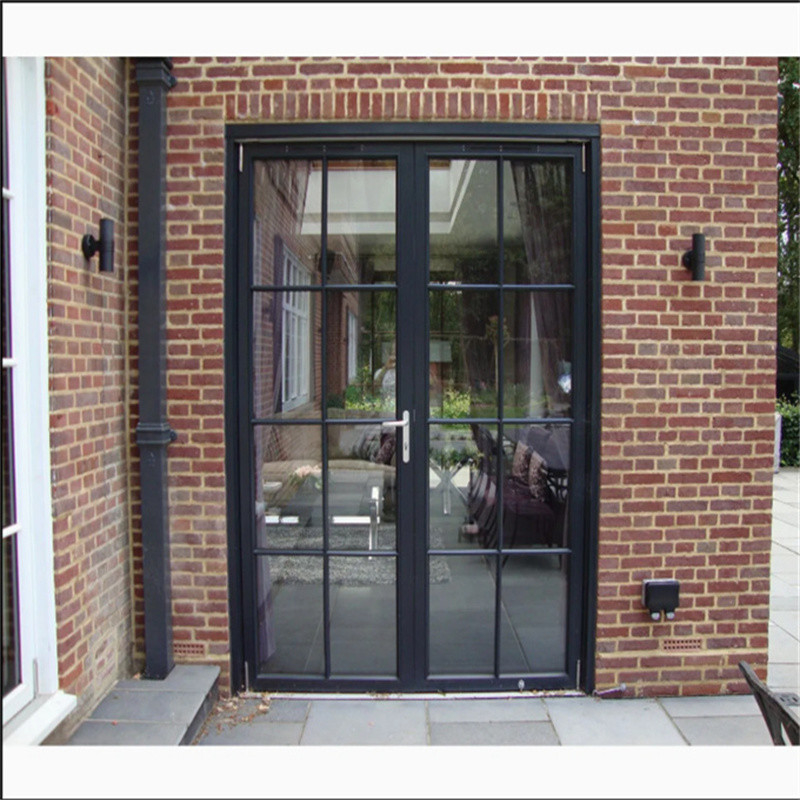 Patio de alta calidad exterior de aluminio Casement Puerta de vidrio doble con diseño de sello de 8 vías