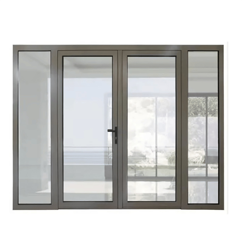 Patio de alta calidad exterior de aluminio Casement Puerta de vidrio doble con diseño de sello de 8 vías