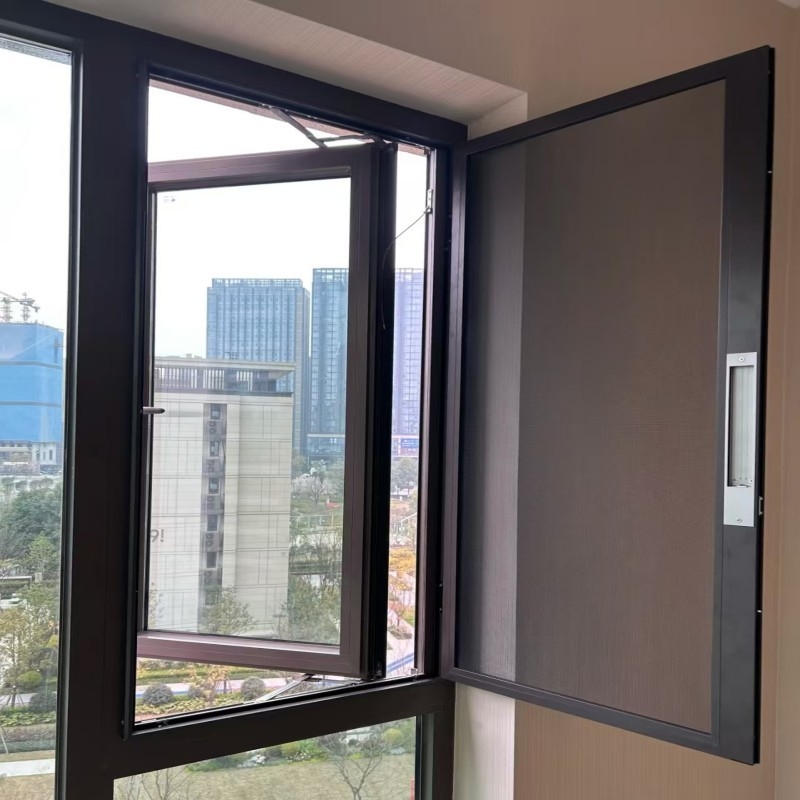Ventanas abatibles insonorizadas de diseño moderno con perfil de aluminio con rotura de puente térmico para la reducción de ruido