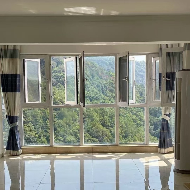 Ventanas abatibles insonorizadas de diseño moderno con perfil de aluminio con rotura de puente térmico para la reducción de ruido
