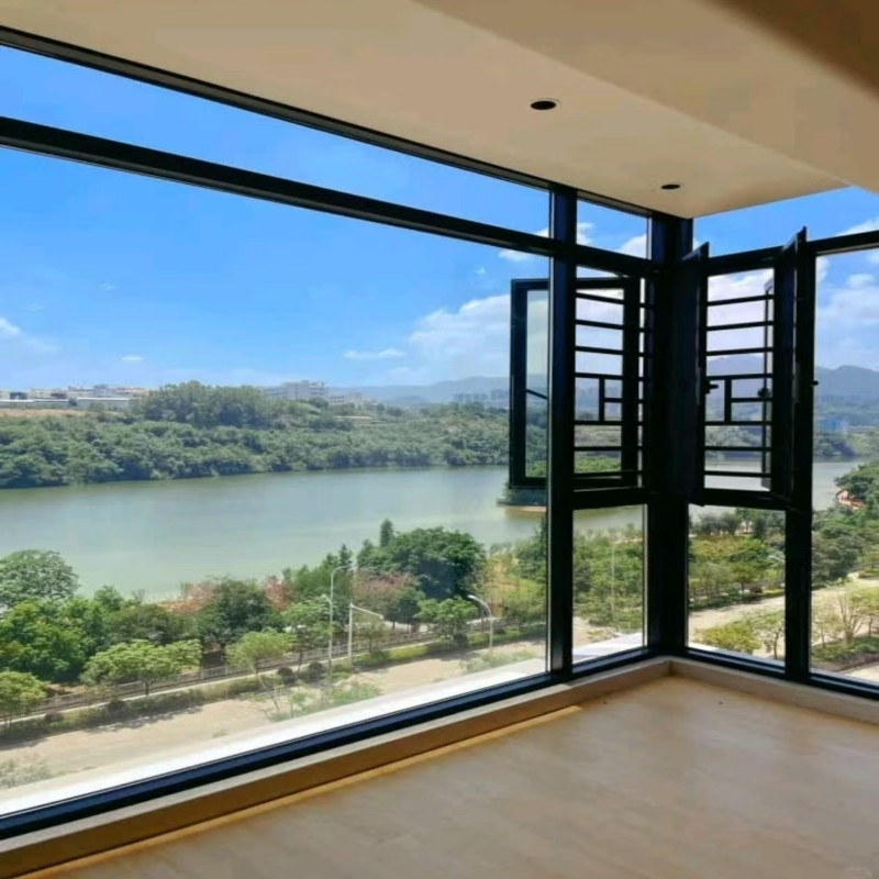 Ventana de guillotina de vidrio templado fuerte y robusta con rendimiento de aislamiento térmico 1.1W/ m2·K