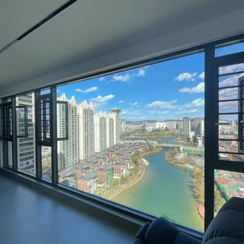 Puerta y ventana proveedor de aluminio Casement ventana insonorizada con nivel 9 resistencia a la presión del viento