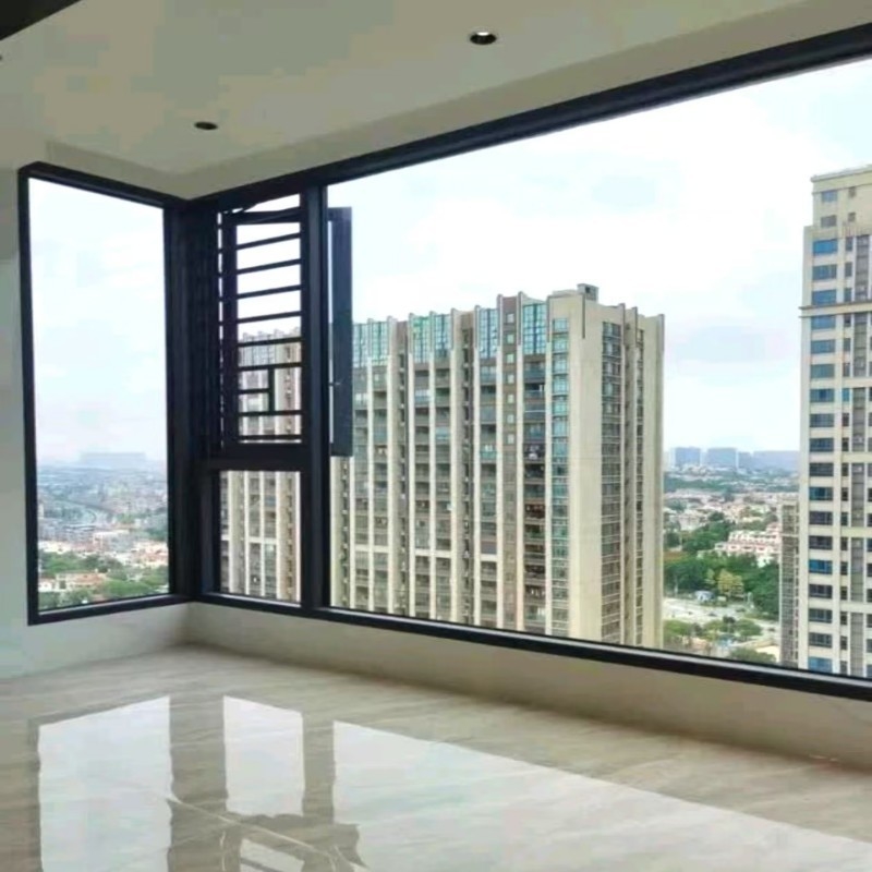 Puerta y ventana proveedor de aluminio Casement ventana insonorizada con nivel 9 resistencia a la presión del viento
