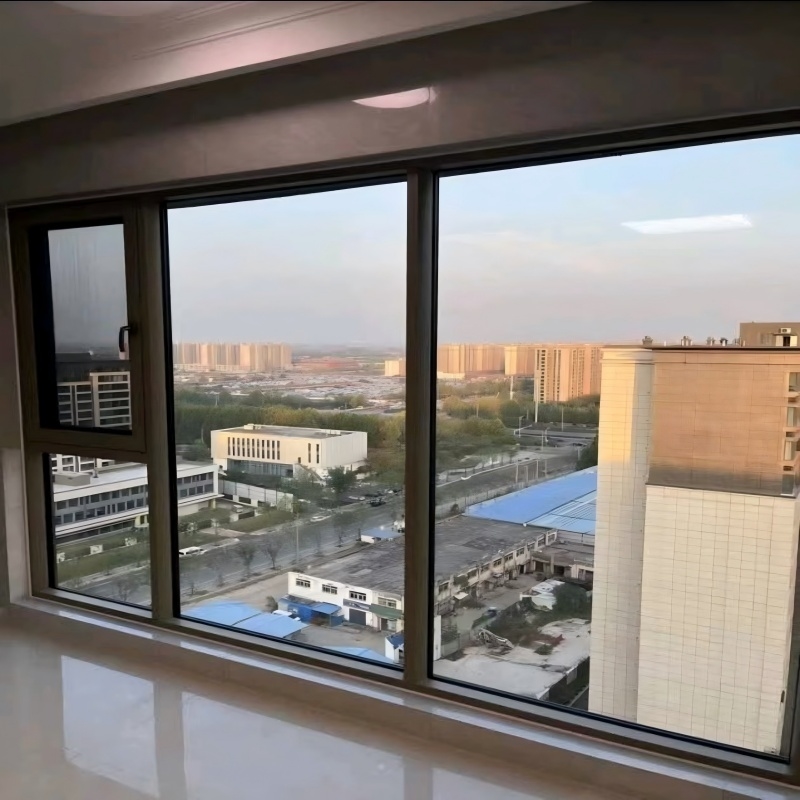 Ventana de aluminio de manivela de diseño moderno con esquina anti-colisión tipo R