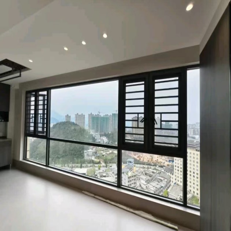 Ventana de aluminio de manivela de diseño moderno con esquina anti-colisión tipo R