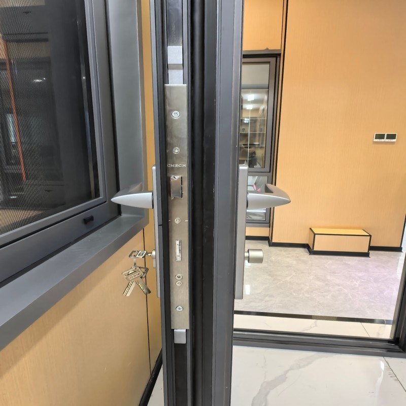 Factory Direct Sales Aluminum Casement Door with Triple Glazed Low-E Tempered Glass