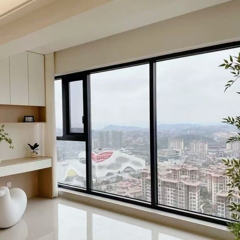 Ventana abatible de aleación de aluminio con rotura térmica de diseño moderno y malla de acero inoxidable 304 para evitar insectos