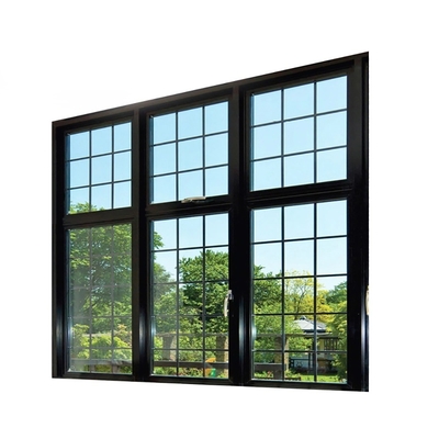 Ventana con diseño de parrilla y vidrio templado sello de 8 vías de aluminio de perfil de puente roto