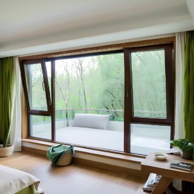 Ventana de aluminio de manivela de diseño moderno con esquina anti-colisión tipo R